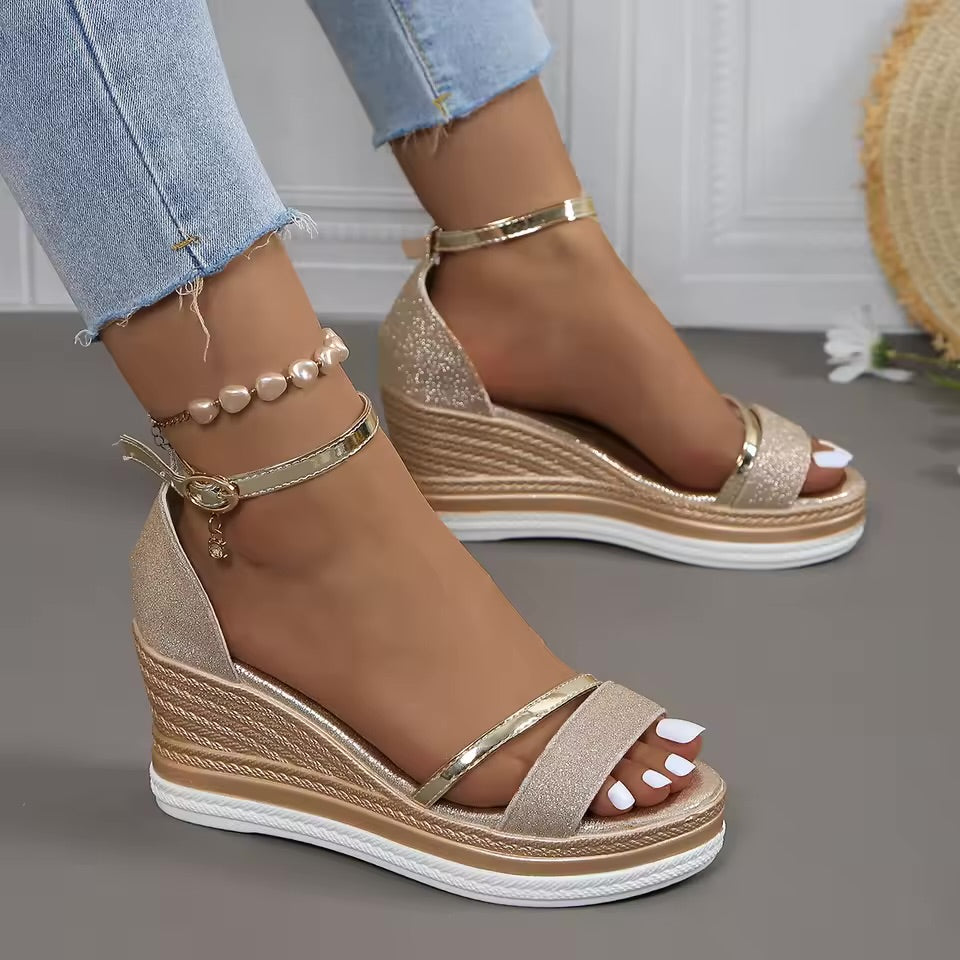 Luxe Glow Wedge Sandals