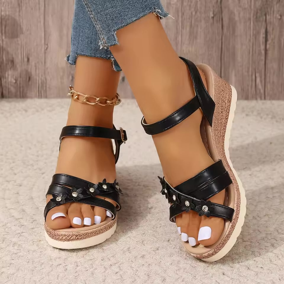 Blossom Wedge Sandals