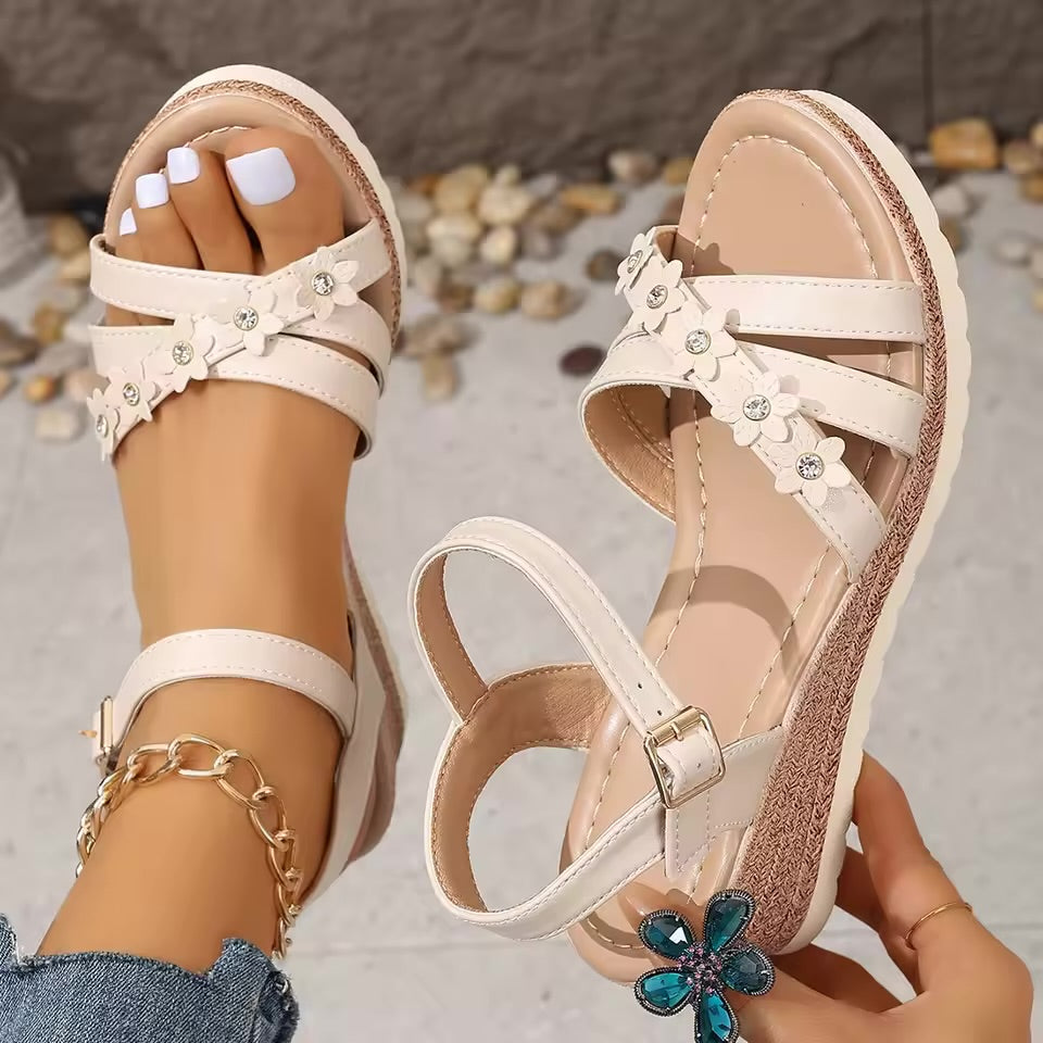 Blossom Wedge Sandals